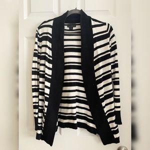 Black and White Stripped Sweater Cardigan